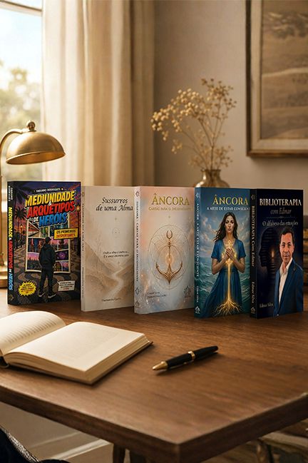 Livros publicados pela Autor Global sobre uma mesa de trabalho